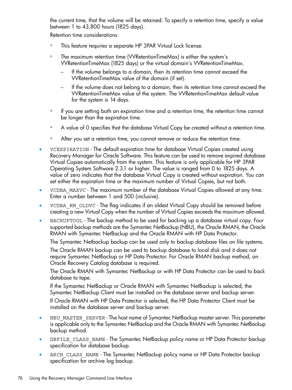 HP 3PAR Application Software Suite for Oracle User Manual | Page 76 / 223