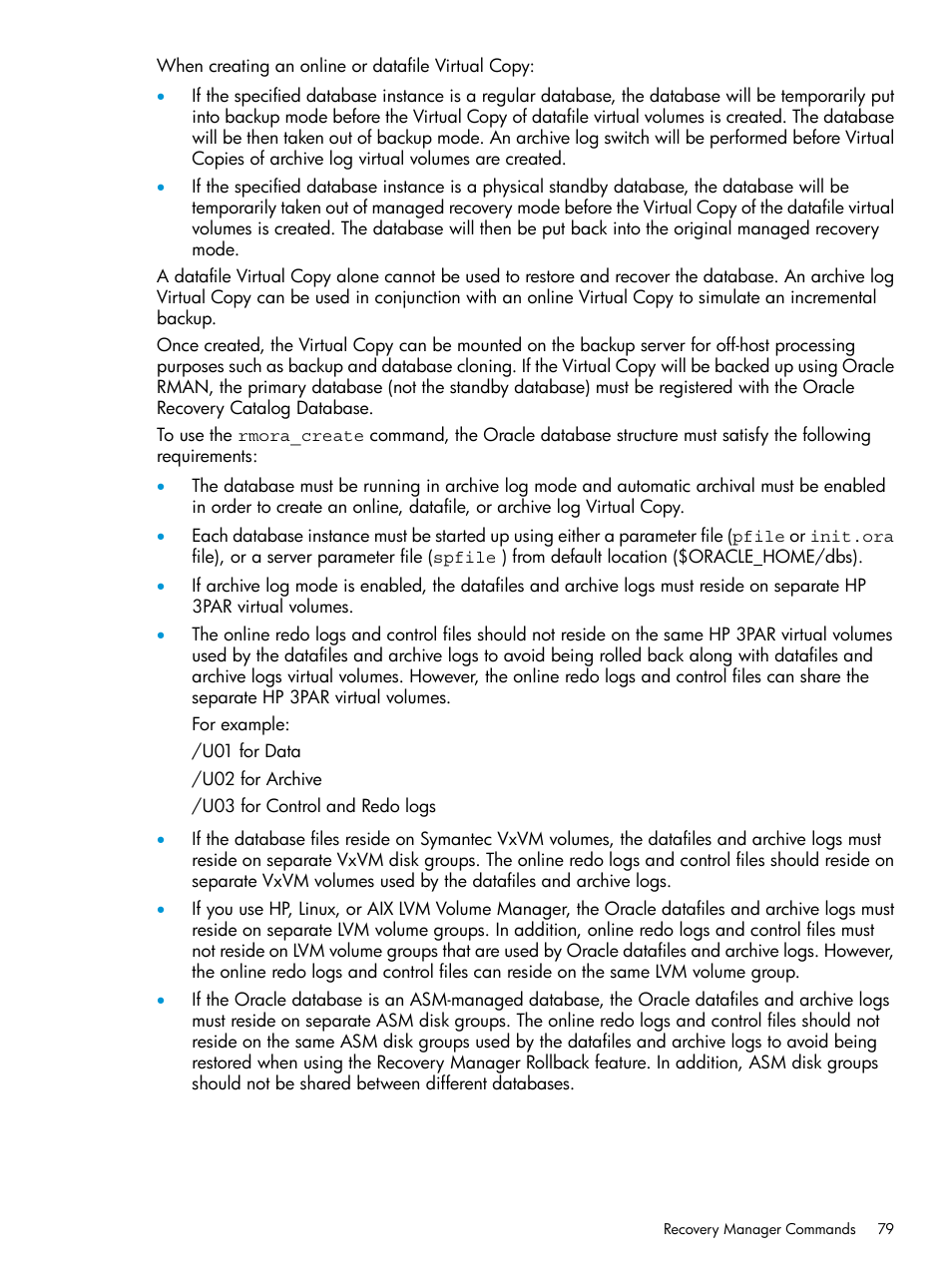 HP 3PAR Application Software Suite for Oracle User Manual | Page 79 / 223