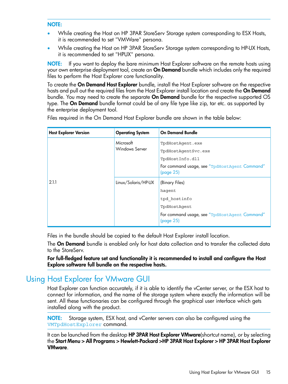 Using host explorer for vmware gui | HP 3PAR Host Explorer Software User Manual | Page 15 / 34