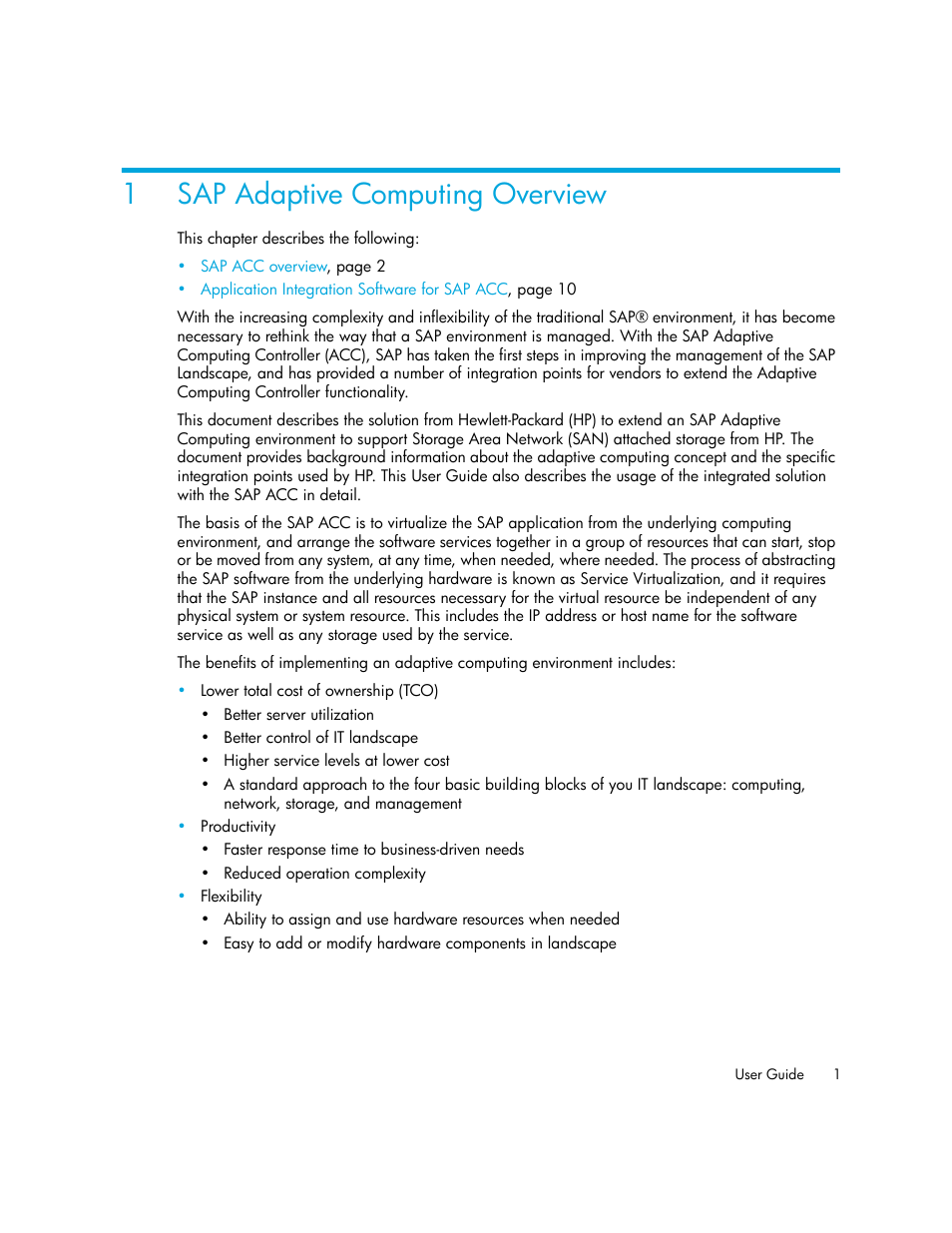 Sap adaptive computing overview, 1 sap adaptive computing overview, 1sap adaptive computing overview | HP Storage Essentials Standard Edition SRM Software User Manual | Page 15 / 90
