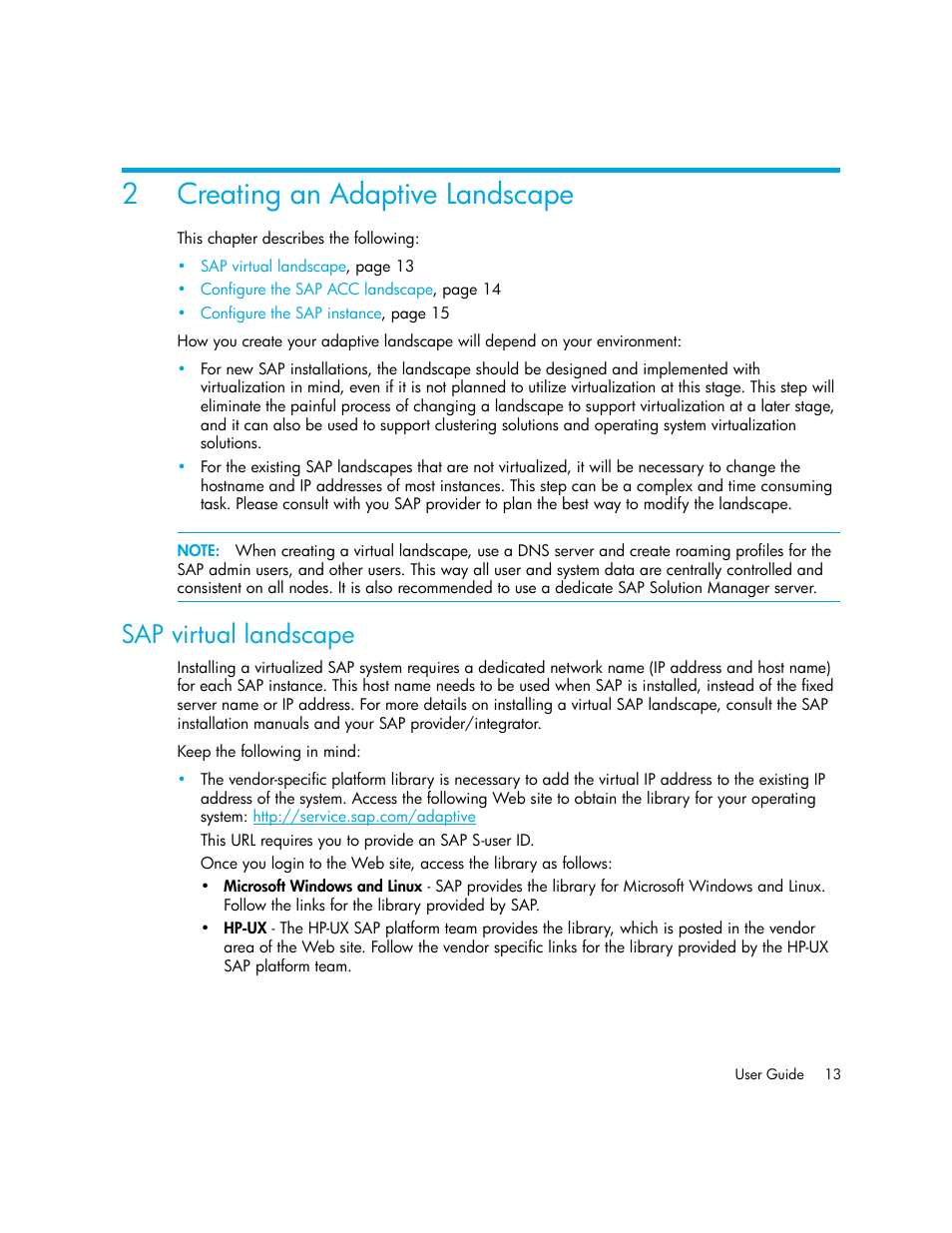 Creating an adaptive landscape, Sap virtual landscape, 2 creating an adaptive landscape | 2creating an adaptive landscape | HP Storage Essentials Standard Edition SRM Software User Manual | Page 27 / 90