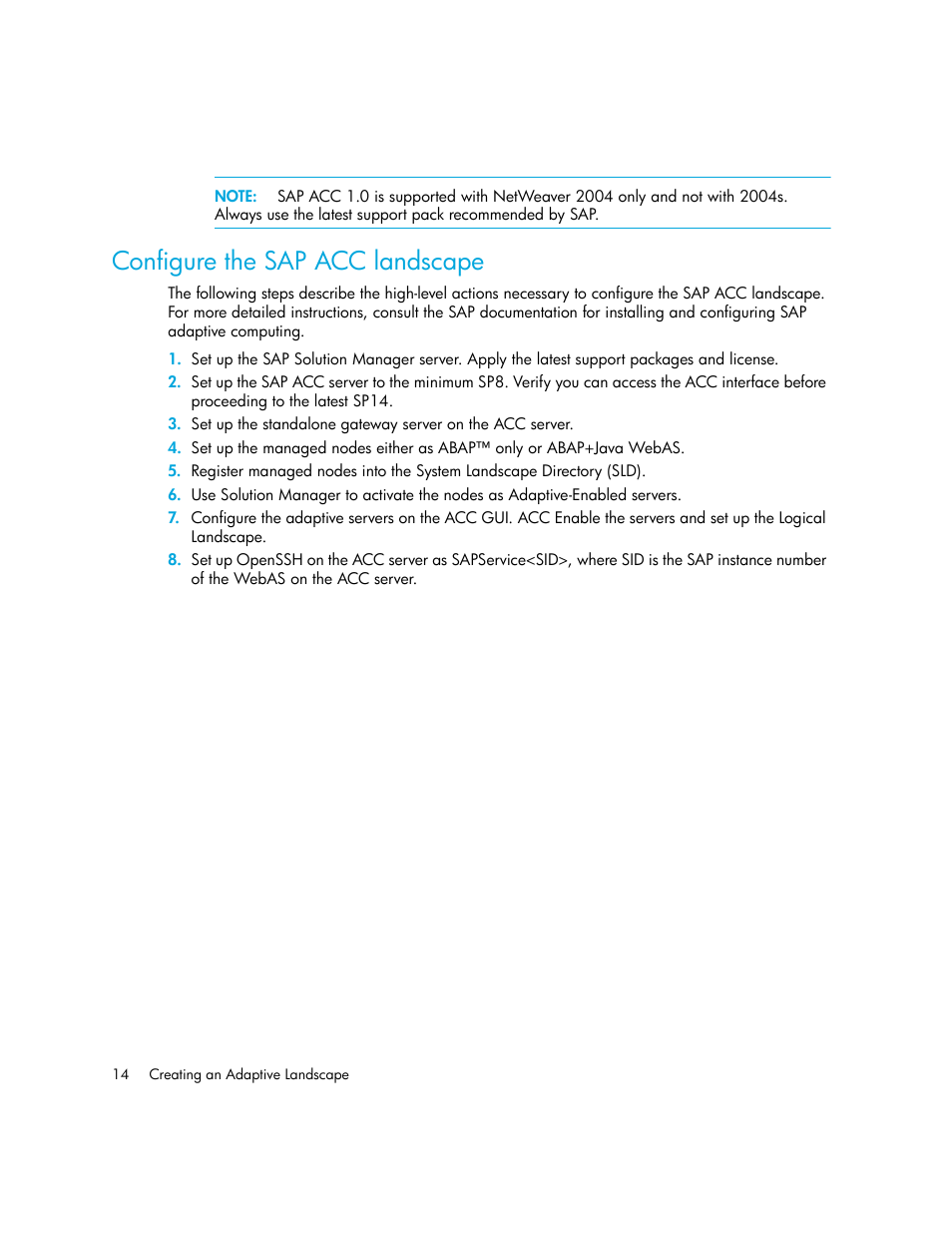 Configure the sap acc landscape | HP Storage Essentials Standard Edition SRM Software User Manual | Page 28 / 90