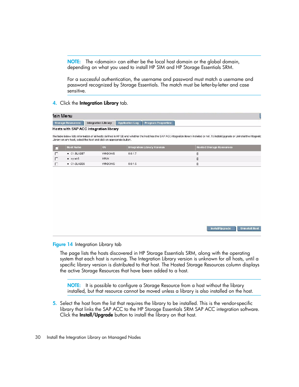 14 integration library tab | HP Storage Essentials Standard Edition SRM Software User Manual | Page 44 / 90