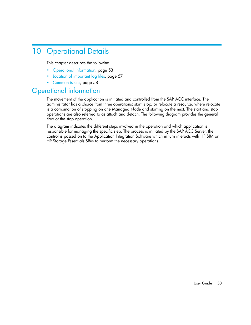 Operational details, Operational information, 10operational details | 10 operational details | HP Storage Essentials Standard Edition SRM Software User Manual | Page 67 / 90