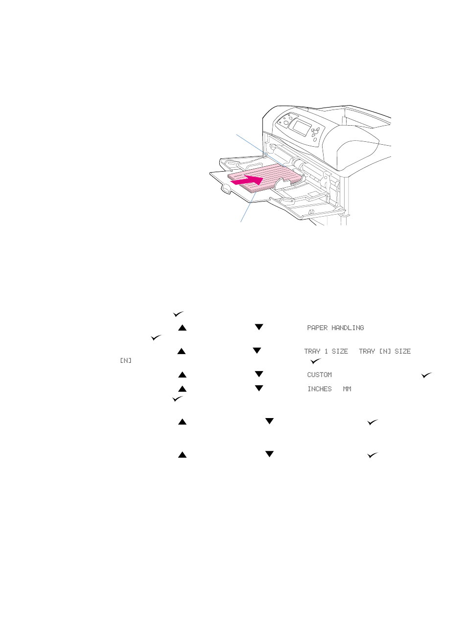 Setting custom paper sizes, Setting custom paper, Setting custom paper sizes” on | HP LaserJet 4300 Printer series User Manual | Page 65 / 218