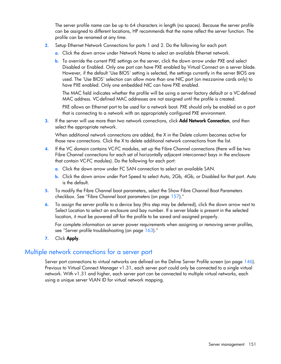 Multiple network connections for a server port | HP Virtual Connect 1.10Gb-F Ethernet Module for c-Class BladeSystem User Manual | Page 151 / 242