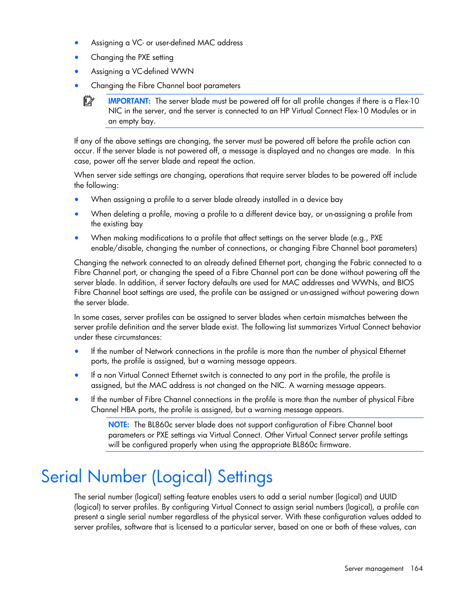 Serial number (logical) settings | HP Virtual Connect 1.10Gb-F Ethernet Module for c-Class BladeSystem User Manual | Page 164 / 242