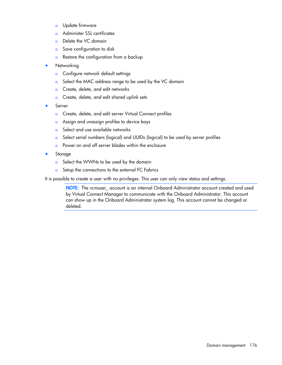 HP Virtual Connect 1.10Gb-F Ethernet Module for c-Class BladeSystem User Manual | Page 176 / 242