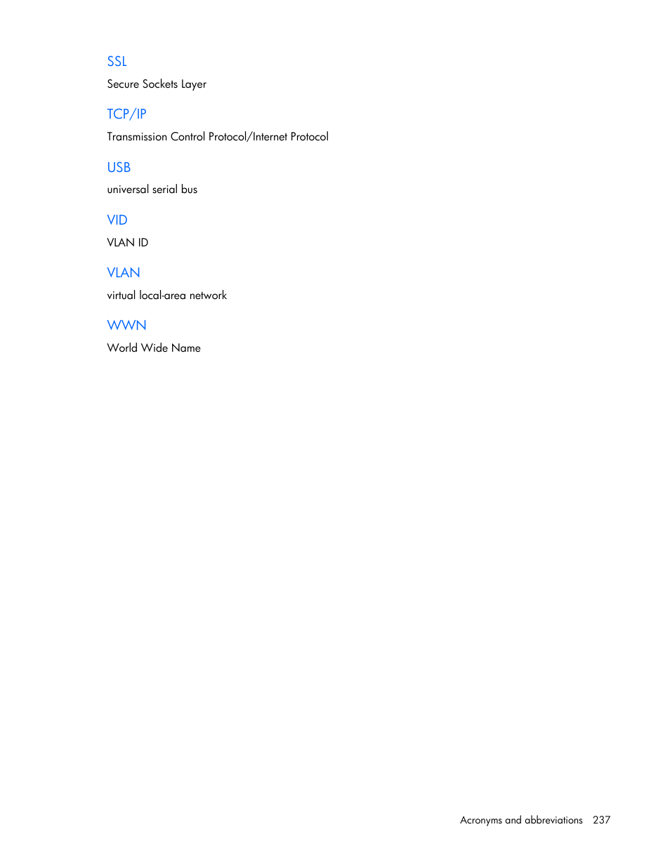 HP Virtual Connect 1.10Gb-F Ethernet Module for c-Class BladeSystem User Manual | Page 237 / 242