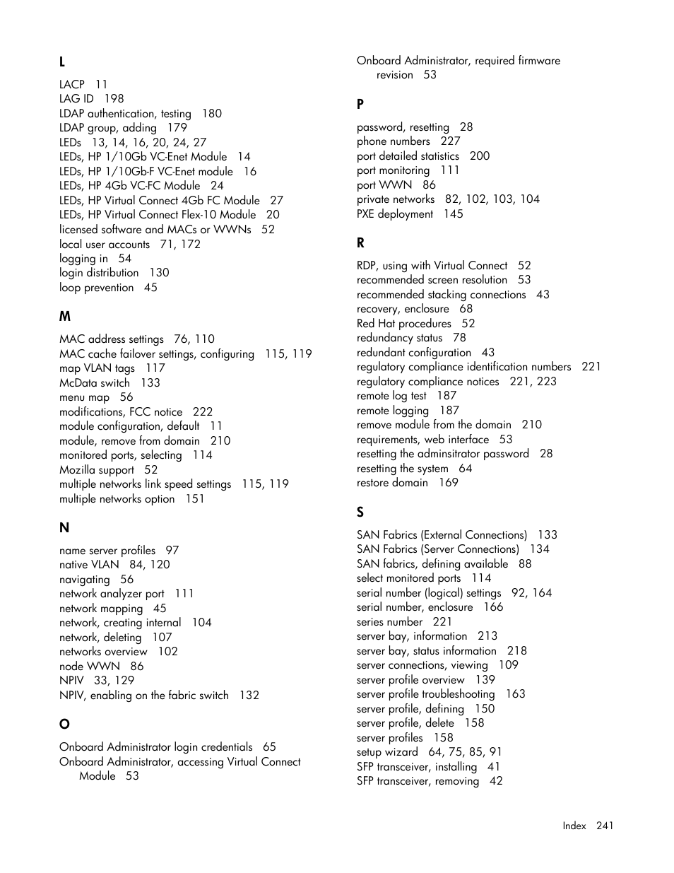 HP Virtual Connect 1.10Gb-F Ethernet Module for c-Class BladeSystem User Manual | Page 241 / 242