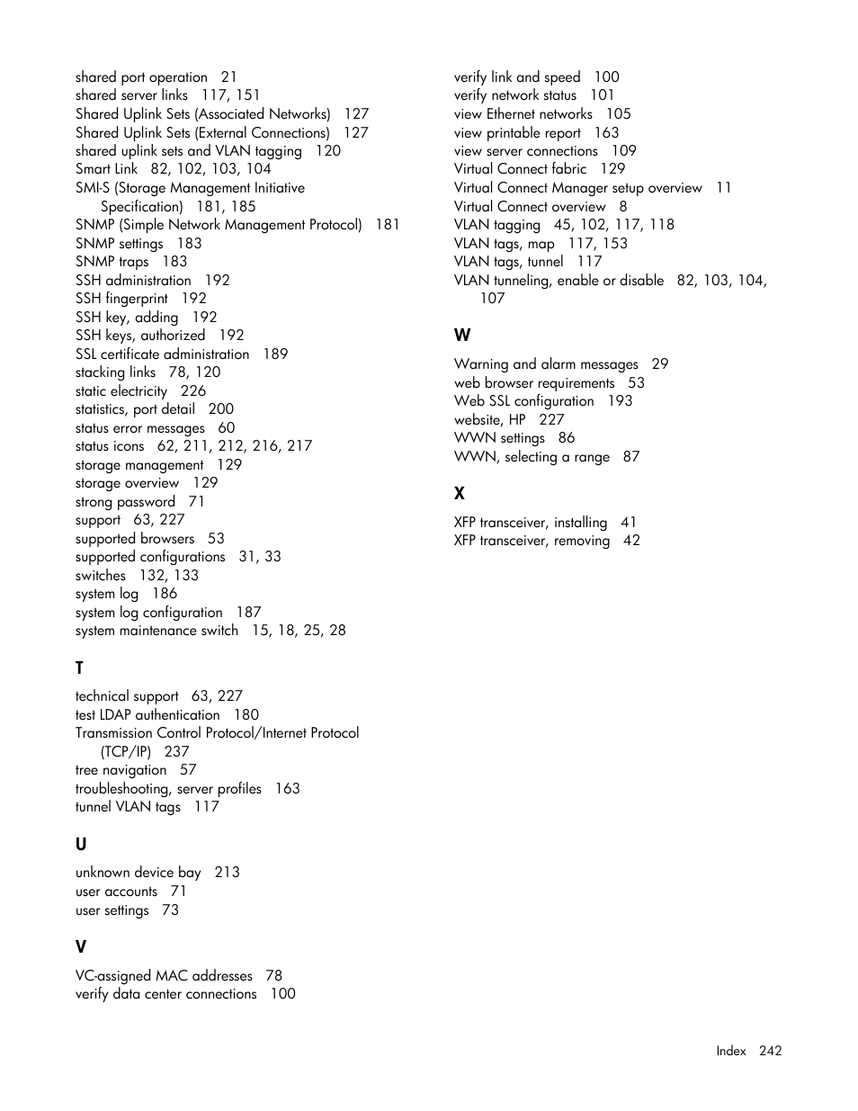 HP Virtual Connect 1.10Gb-F Ethernet Module for c-Class BladeSystem User Manual | Page 242 / 242