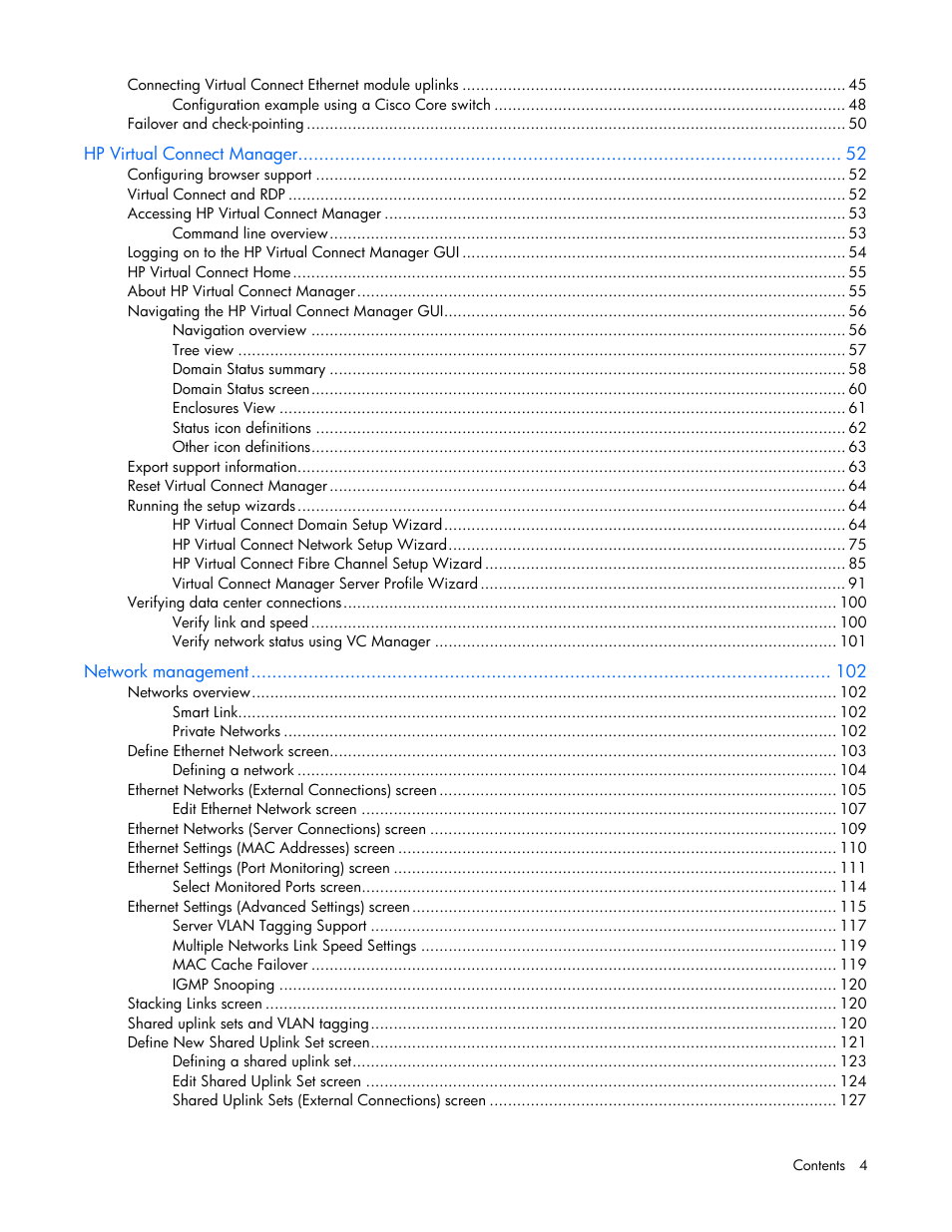 HP Virtual Connect 1.10Gb-F Ethernet Module for c-Class BladeSystem User Manual | Page 4 / 242