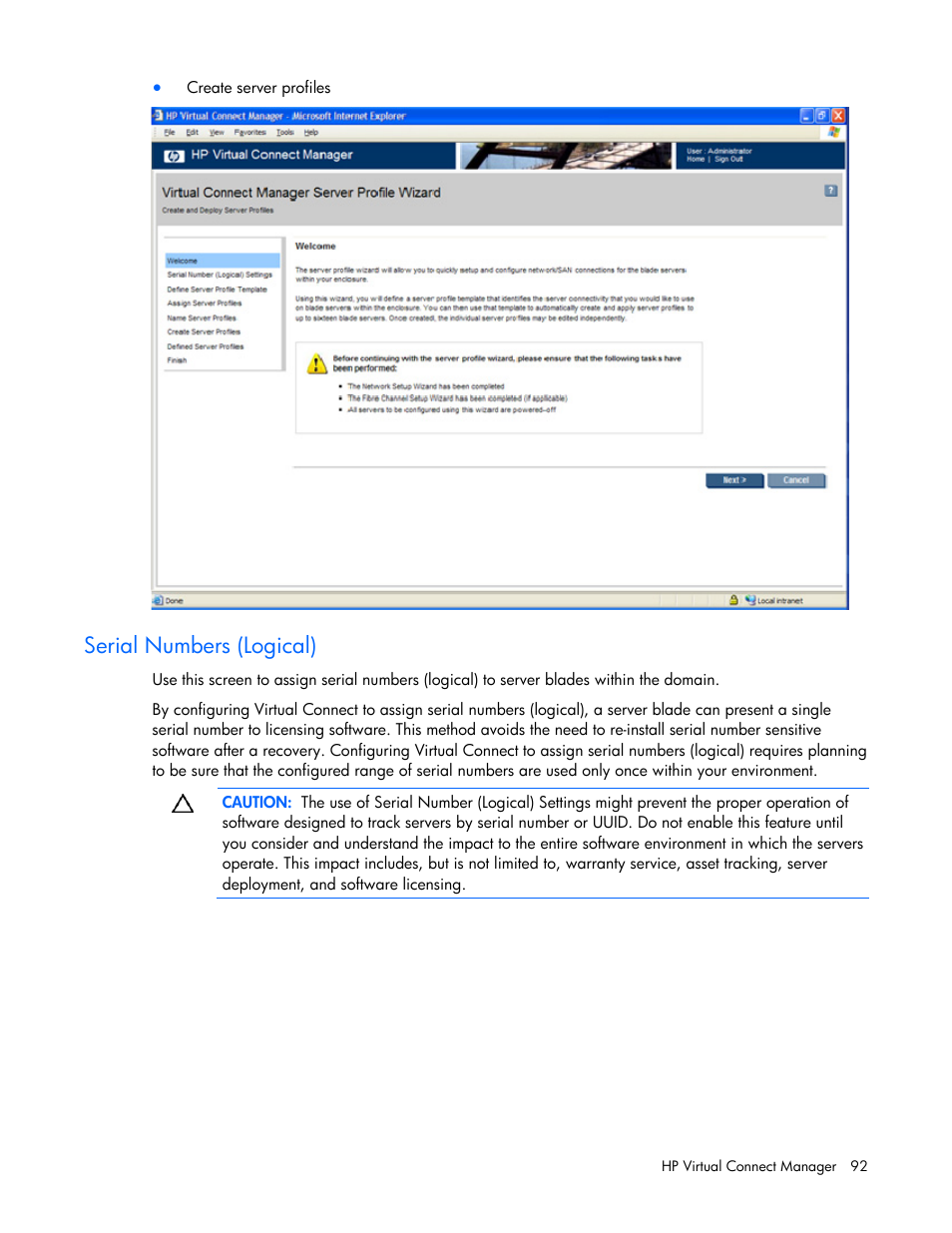 Serial numbers (logical) | HP Virtual Connect 1.10Gb-F Ethernet Module for c-Class BladeSystem User Manual | Page 92 / 242
