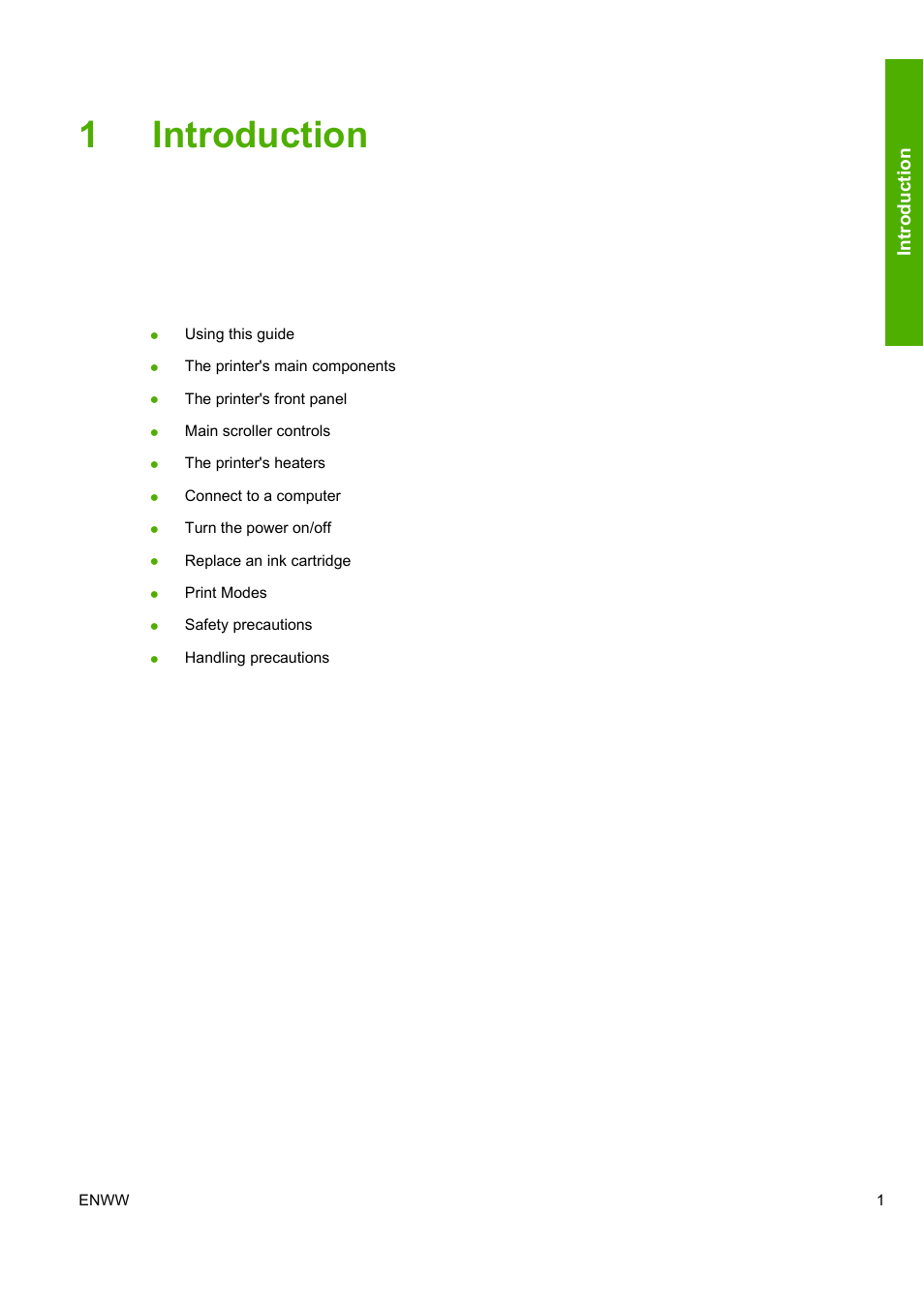 1introduction | HP Designjet 10000s Printer series User Manual | Page 11 / 330