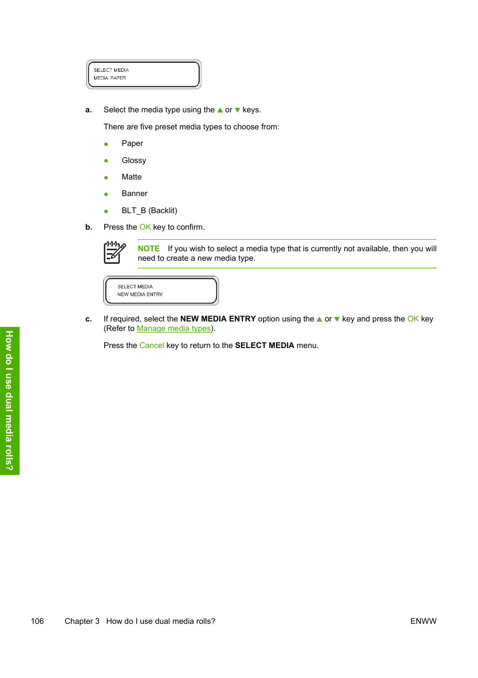 How do i use dua l media roll s | HP Designjet 10000s Printer series User Manual | Page 116 / 330