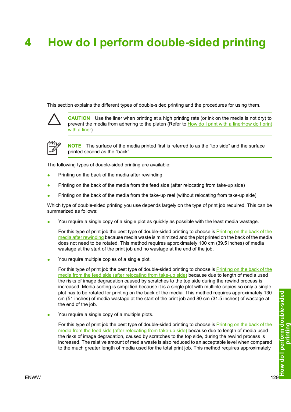 4how do i perform double-sided printing | HP Designjet 10000s Printer series User Manual | Page 139 / 330