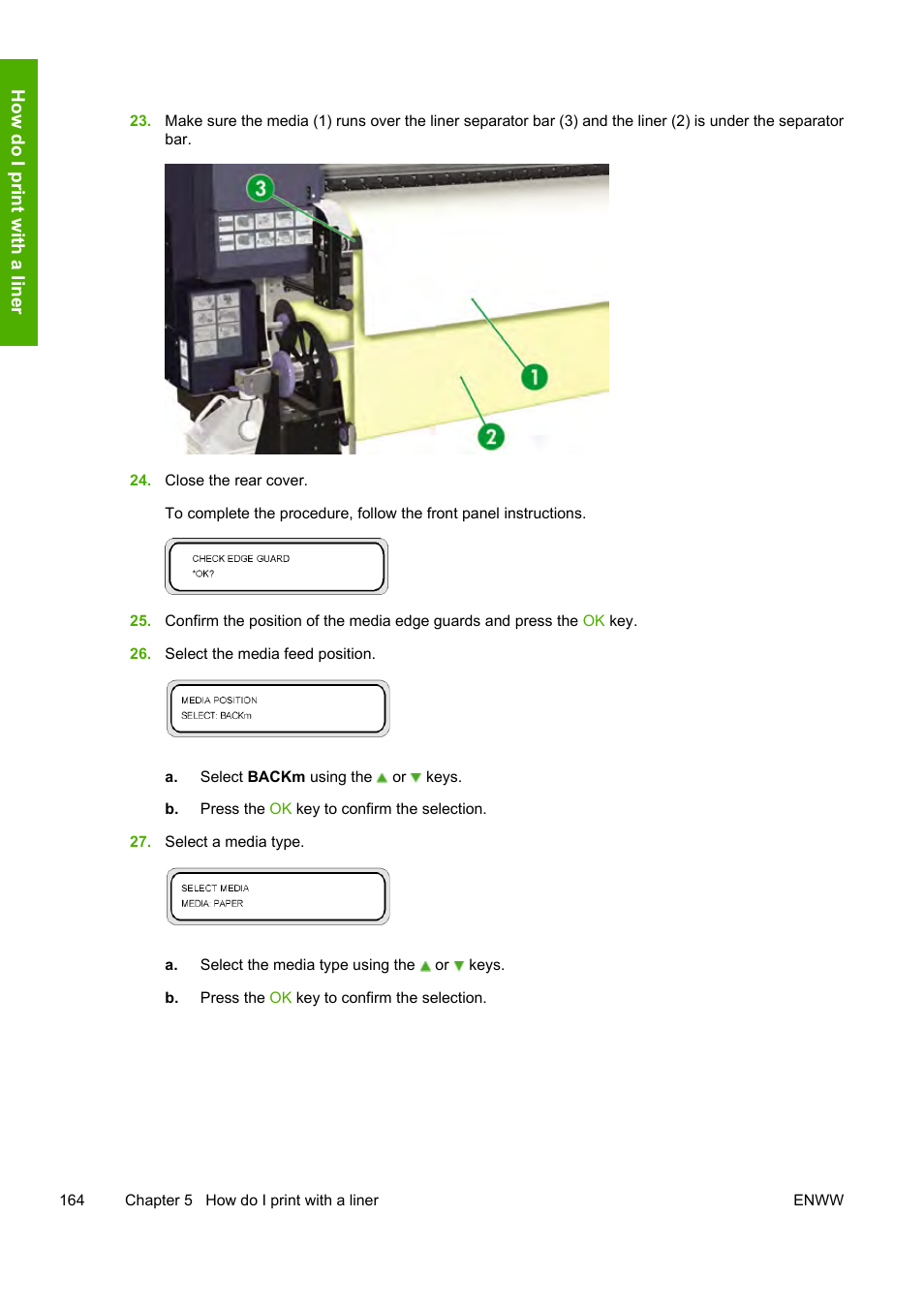 How do i print with a liner | HP Designjet 10000s Printer series User Manual | Page 174 / 330