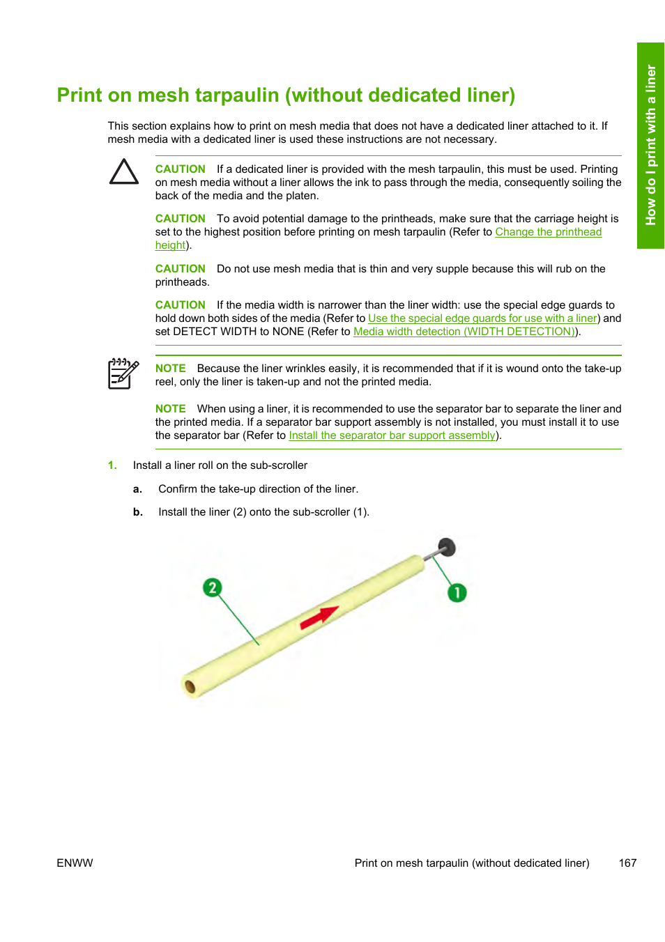 Print on mesh tarpaulin (without dedicated liner) | HP Designjet 10000s Printer series User Manual | Page 177 / 330