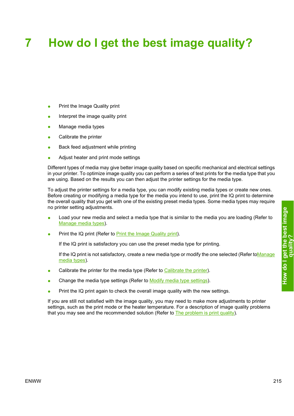 7how do i get the best image quality | HP Designjet 10000s Printer series User Manual | Page 225 / 330