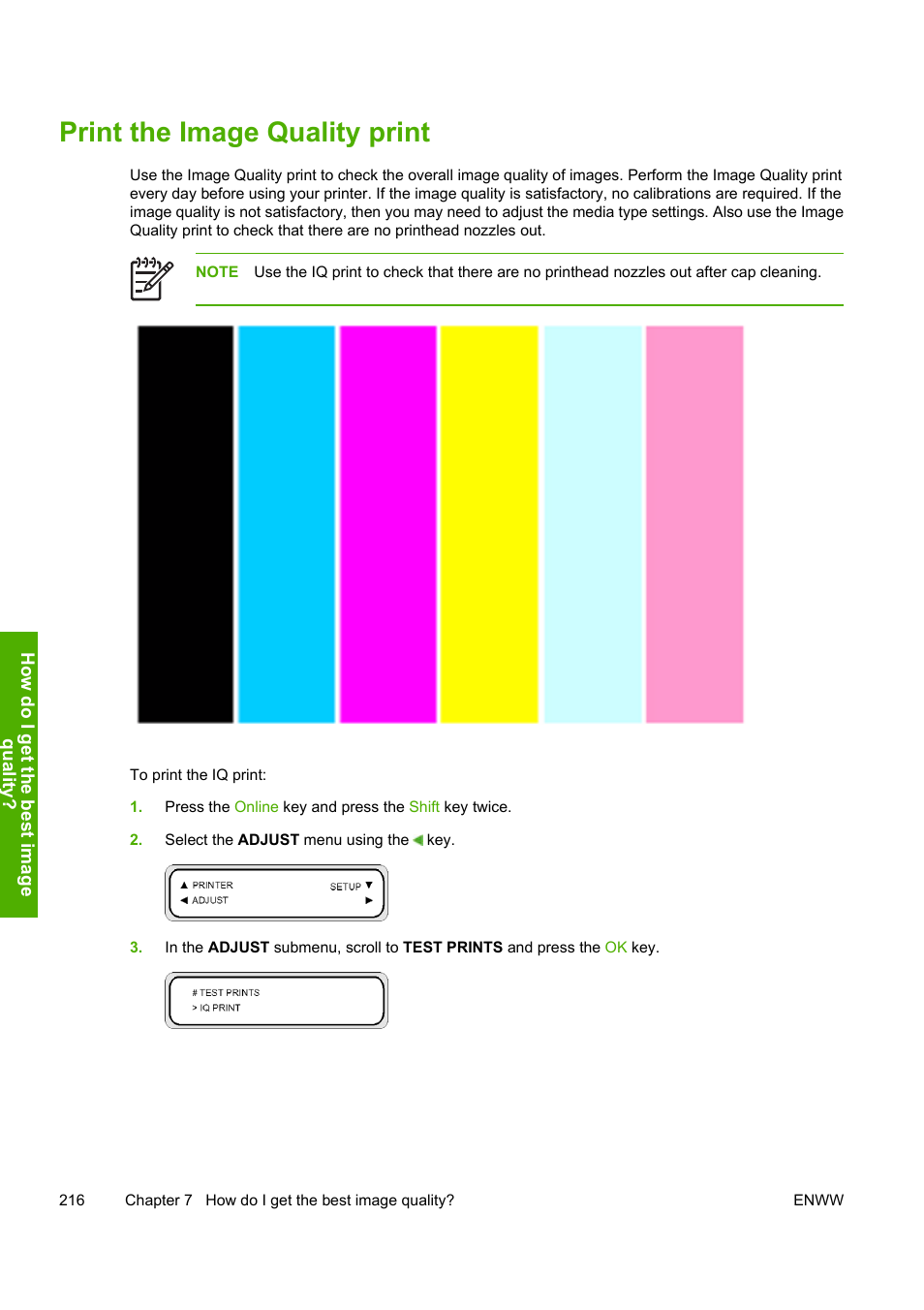 Print the image quality print | HP Designjet 10000s Printer series User Manual | Page 226 / 330