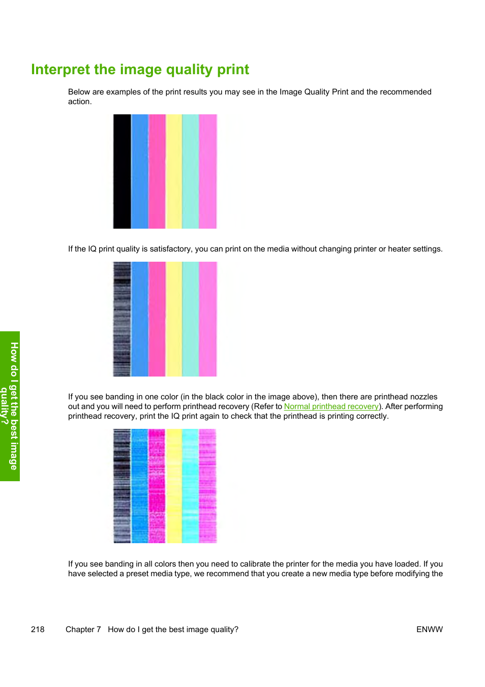 Interpret the image quality print | HP Designjet 10000s Printer series User Manual | Page 228 / 330