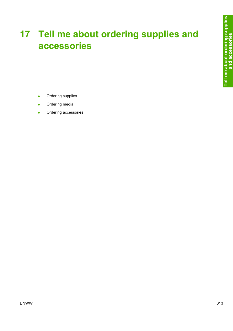 17 tell me about ordering supplies and accessories | HP Designjet 10000s Printer series User Manual | Page 323 / 330