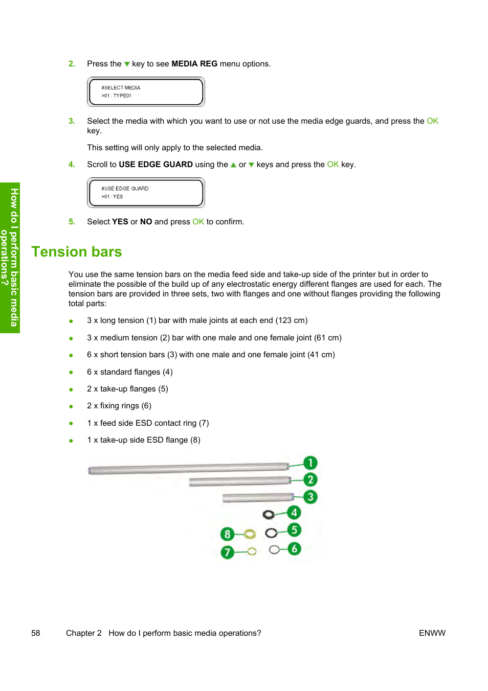 Tension bars | HP Designjet 10000s Printer series User Manual | Page 68 / 330