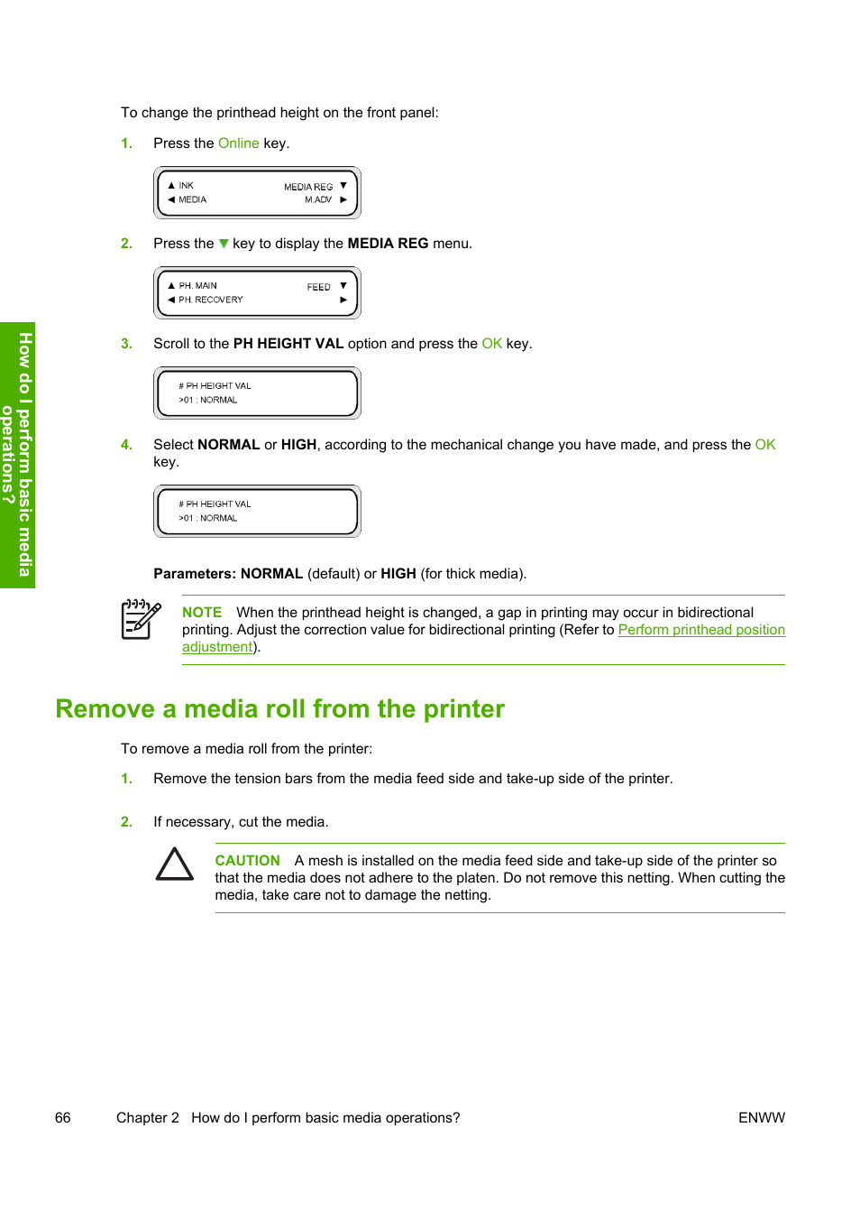 Remove a media roll from the printer | HP Designjet 10000s Printer series User Manual | Page 76 / 330
