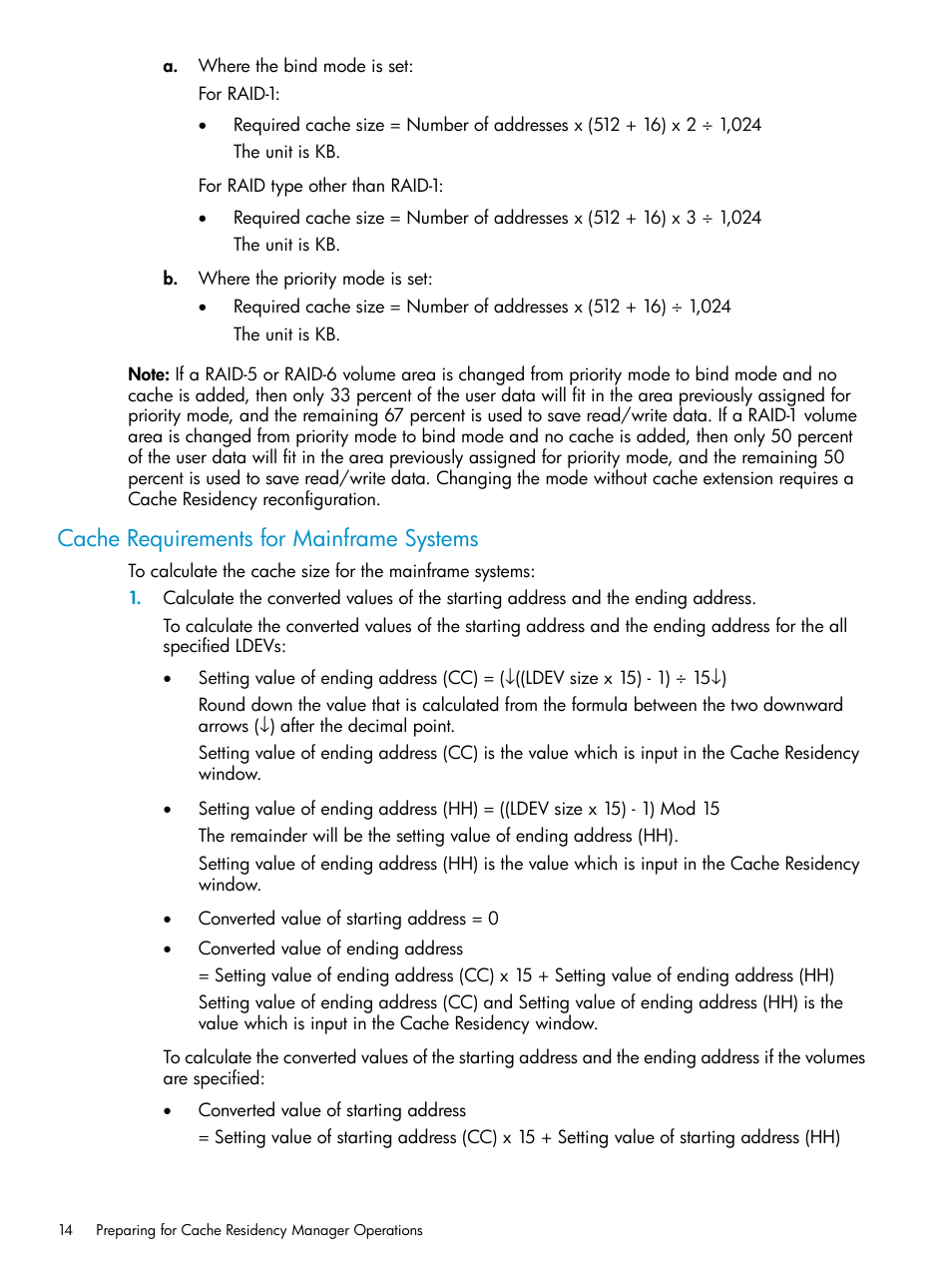 Cache requirements for mainframe systems | HP XP Array Manager Software User Manual | Page 14 / 52