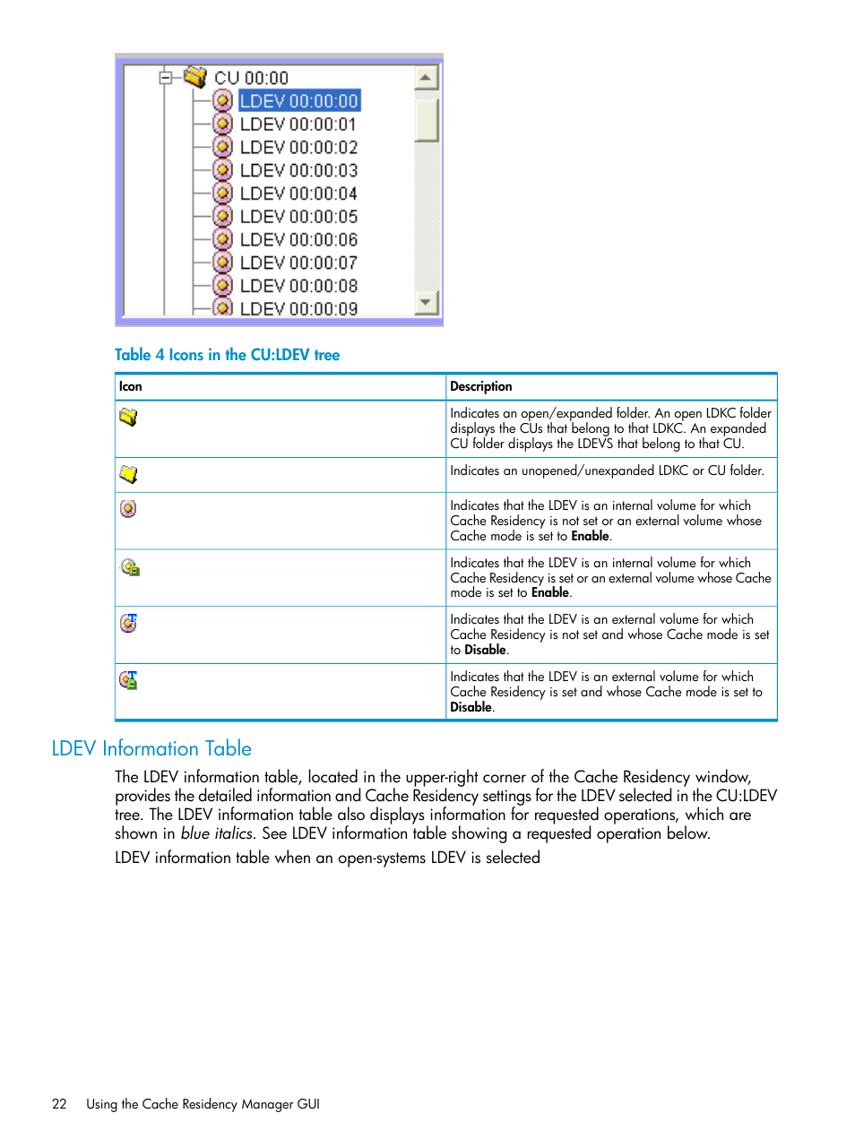 Ldev information table | HP XP Array Manager Software User Manual | Page 22 / 52