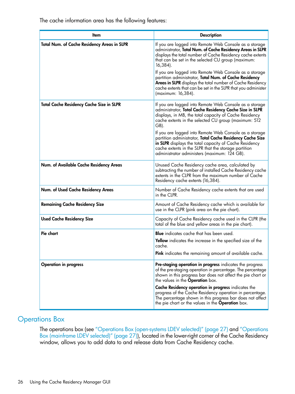 Operations box | HP XP Array Manager Software User Manual | Page 26 / 52