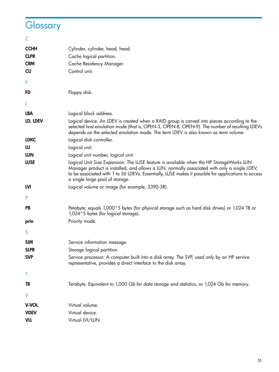 Glossary | HP XP Array Manager Software User Manual | Page 51 / 52