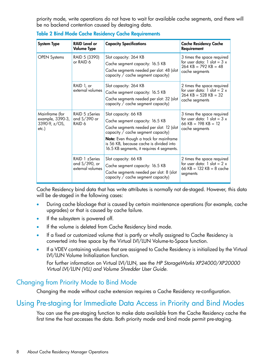 Changing from priority mode to bind mode | HP XP Array Manager Software User Manual | Page 8 / 52