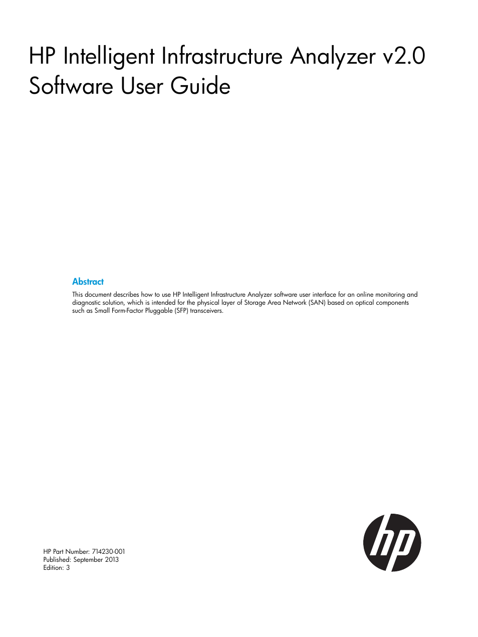 HP Intelligent Infrastructure Analyzer Software User Manual | 62 pages