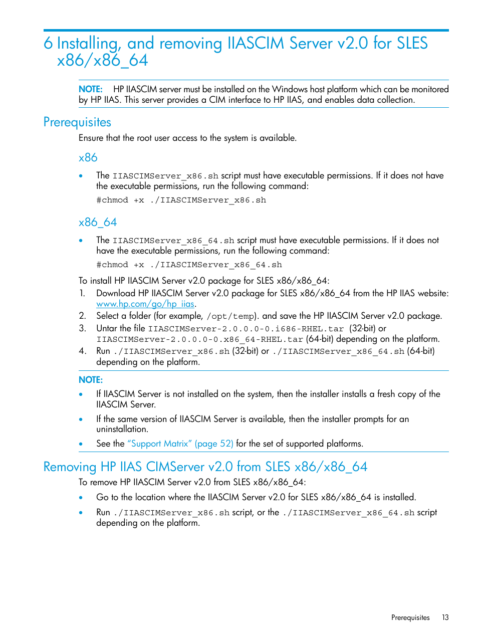 Prerequisites, X86_64 | HP Intelligent Infrastructure Analyzer Software User Manual | Page 13 / 62