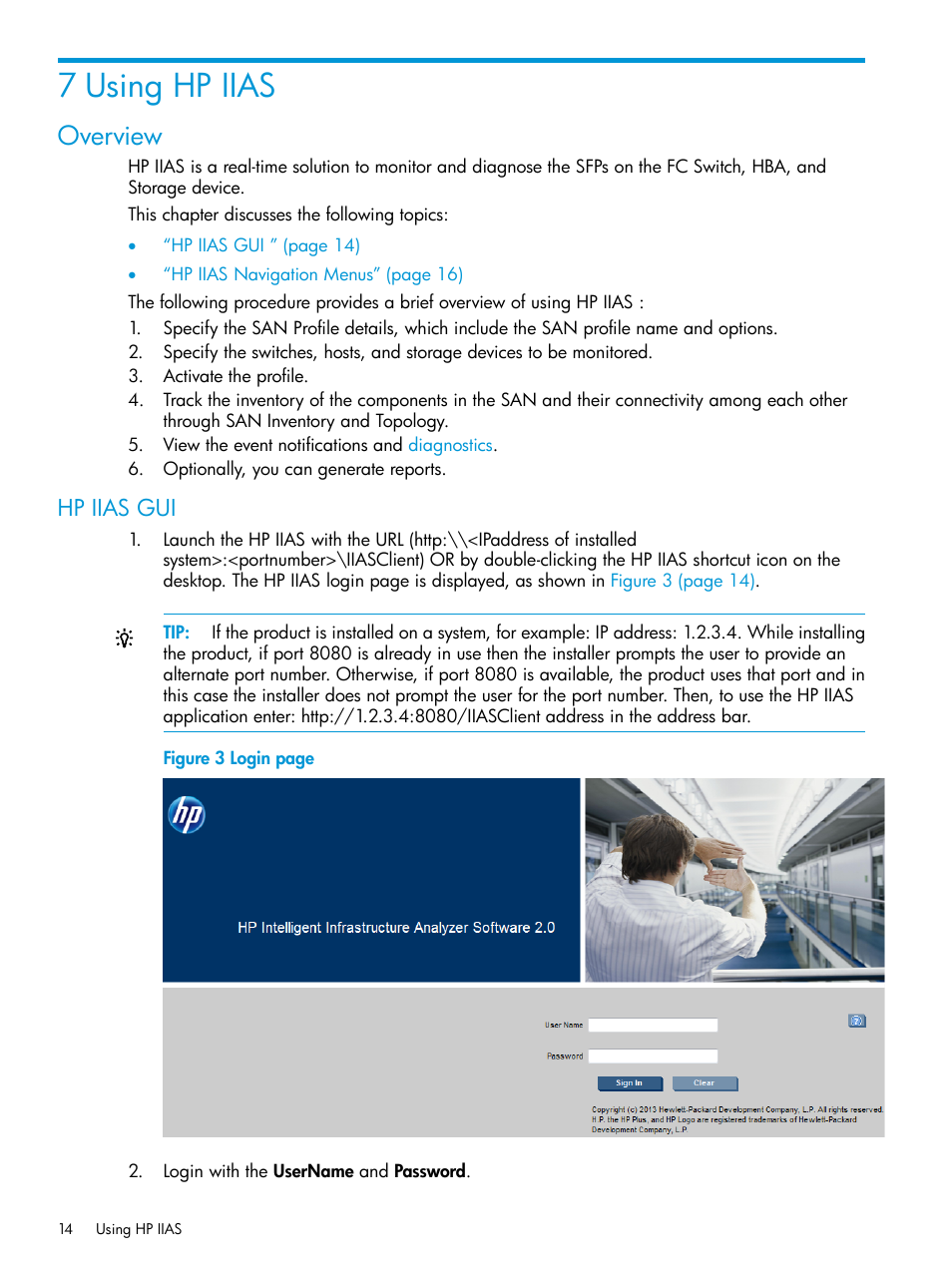 7 using hp iias, Overview, Hp iias gui | HP Intelligent Infrastructure Analyzer Software User Manual | Page 14 / 62