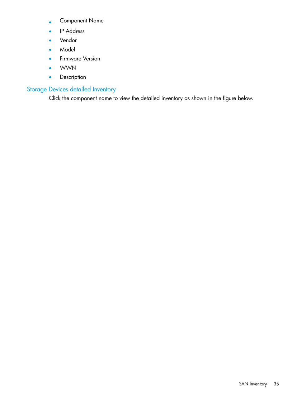 Storage devices detailed inventory | HP Intelligent Infrastructure Analyzer Software User Manual | Page 35 / 62