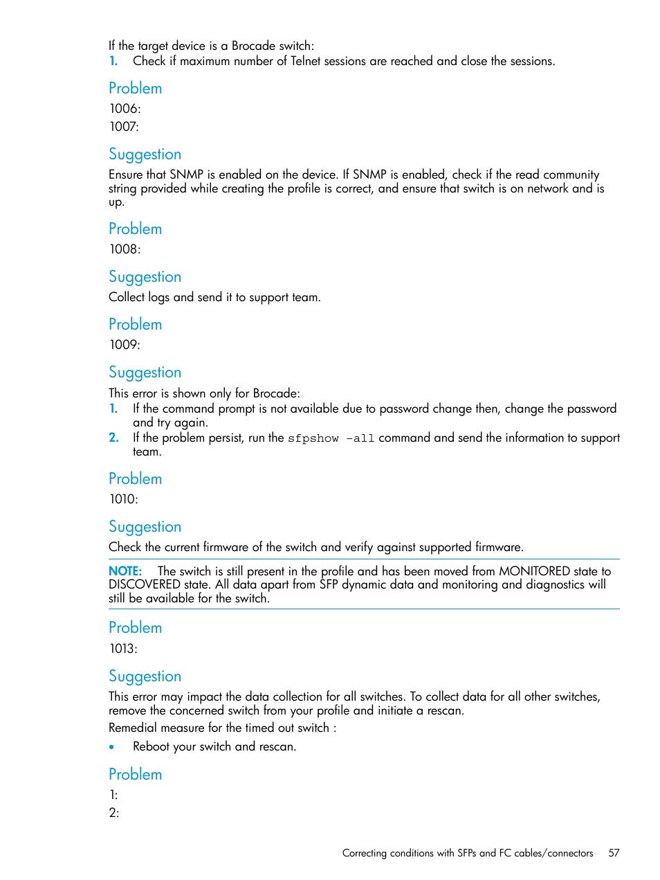 Problem, Suggestion | HP Intelligent Infrastructure Analyzer Software User Manual | Page 57 / 62
