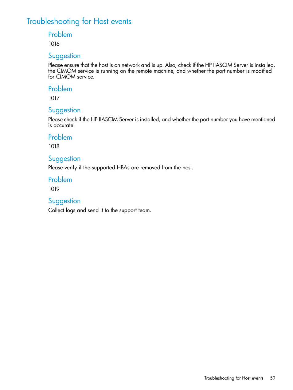 Troubleshooting for host events | HP Intelligent Infrastructure Analyzer Software User Manual | Page 59 / 62