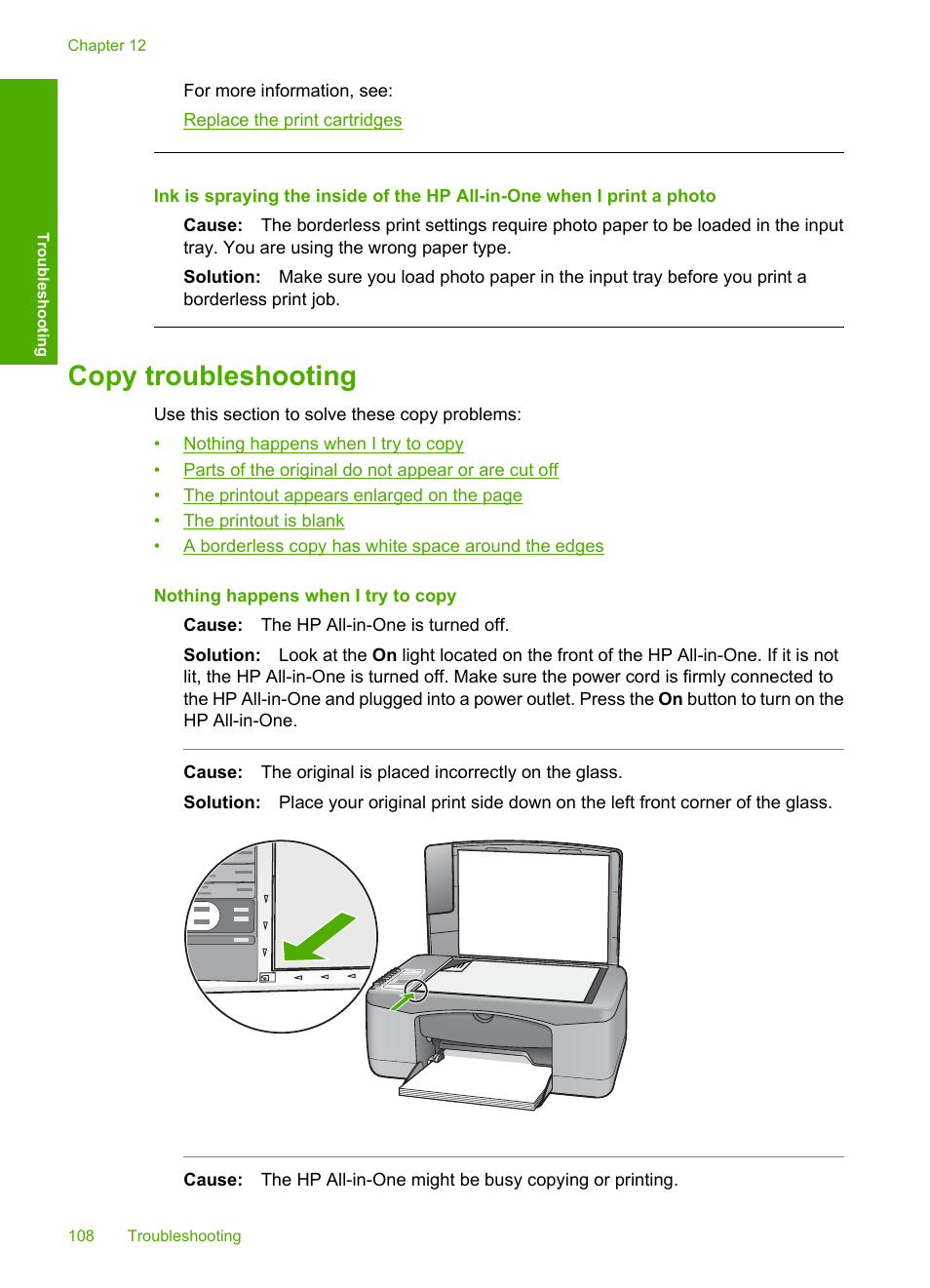 Copy troubleshooting | HP Deskjet F2140 All-in-One Printer User Manual | Page 110 / 140