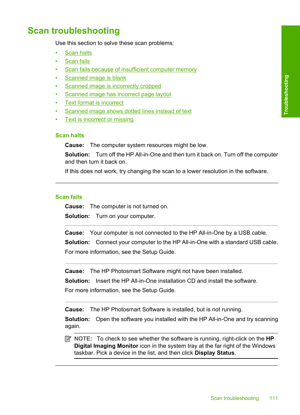 Scan troubleshooting | HP Deskjet F2140 All-in-One Printer User Manual | Page 113 / 140