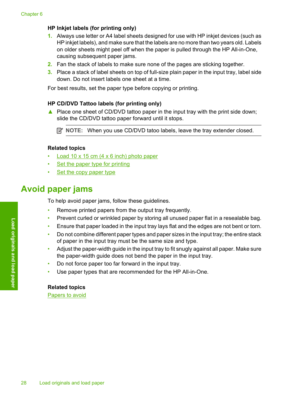 Avoid paper jams | HP Deskjet F2140 All-in-One Printer User Manual | Page 30 / 140