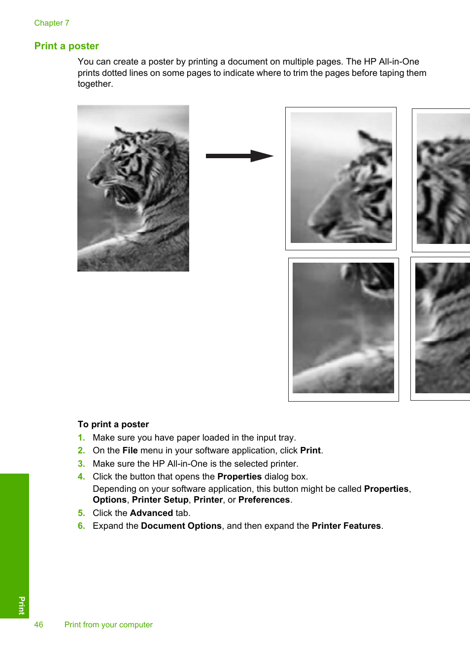 Print a poster | HP Deskjet F2140 All-in-One Printer User Manual | Page 48 / 140