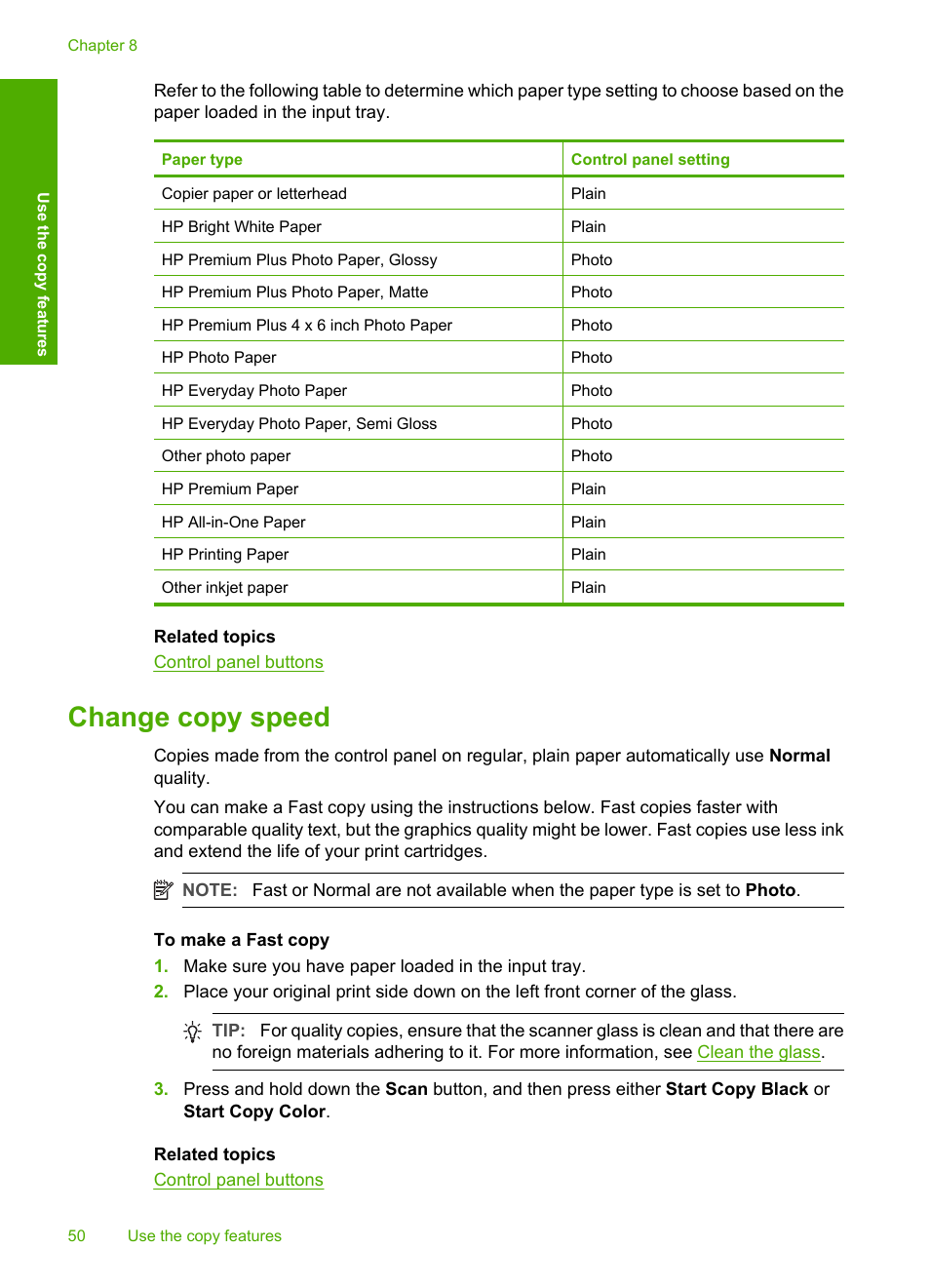 Change copy speed | HP Deskjet F2140 All-in-One Printer User Manual | Page 52 / 140