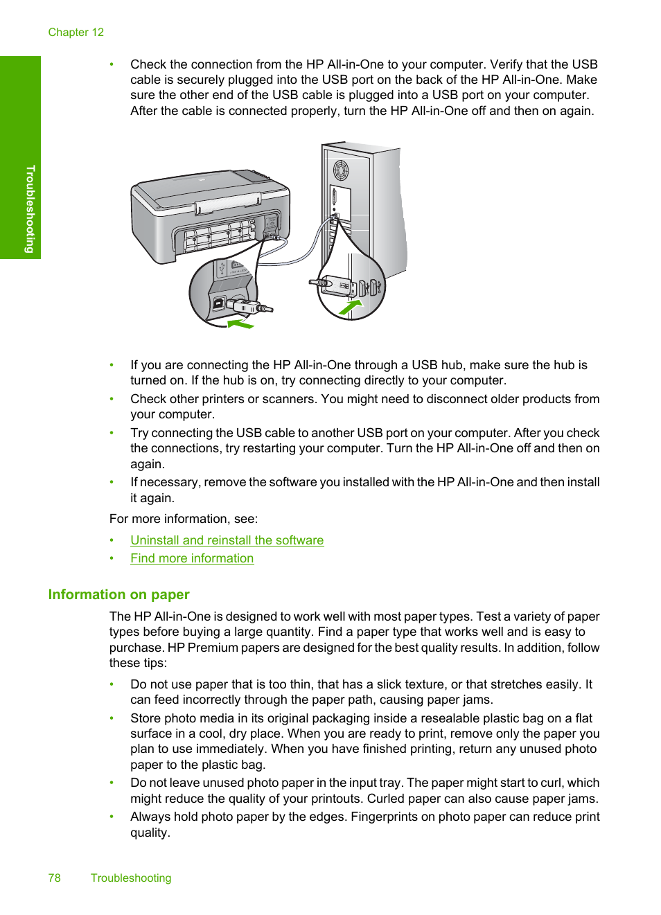 Information on paper | HP Deskjet F2140 All-in-One Printer User Manual | Page 80 / 140