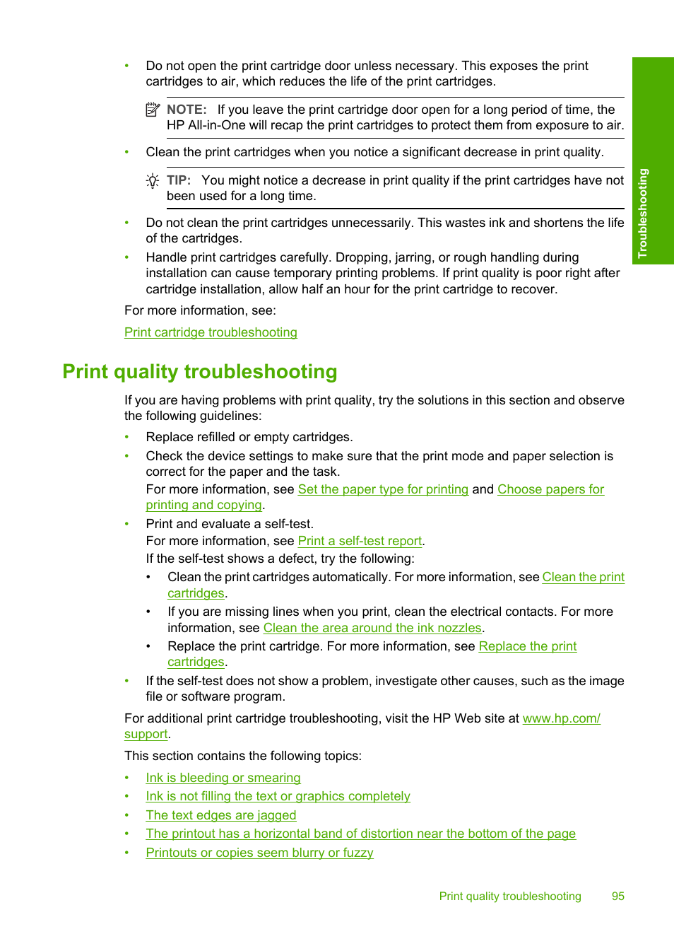 Print quality troubleshooting | HP Deskjet F2140 All-in-One Printer User Manual | Page 97 / 140