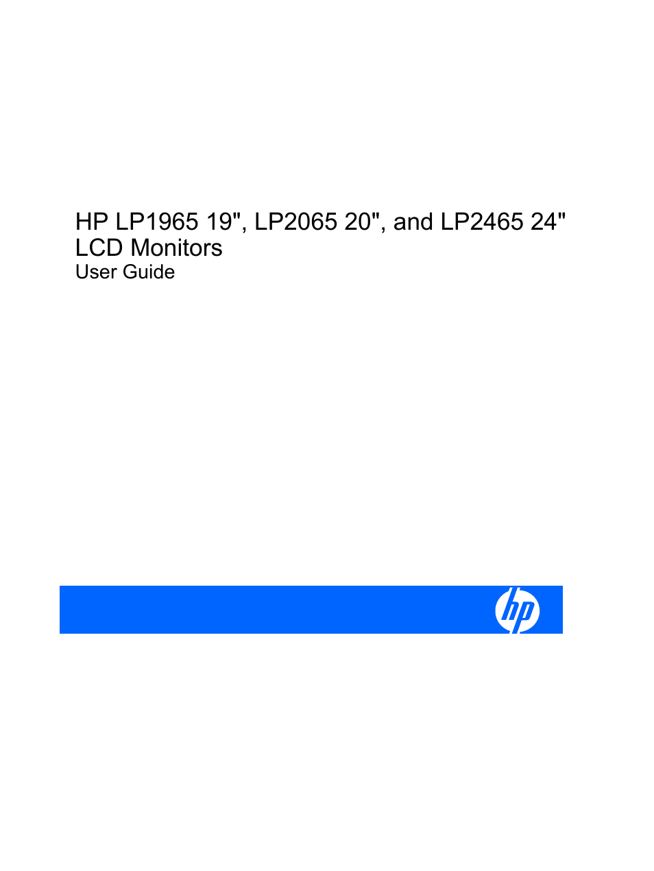 HP LP2065 20-inch LCD Monitor User Manual | 51 pages