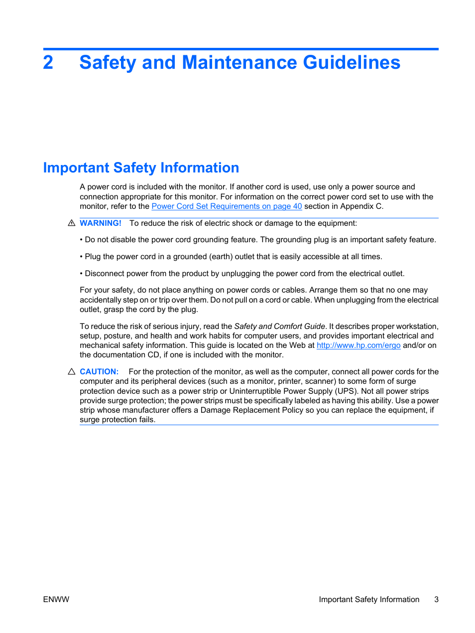 Safety and maintenance guidelines, Important safety information, 2 safety and maintenance guidelines | 2safety and maintenance guidelines | HP LP2065 20-inch LCD Monitor User Manual | Page 11 / 51