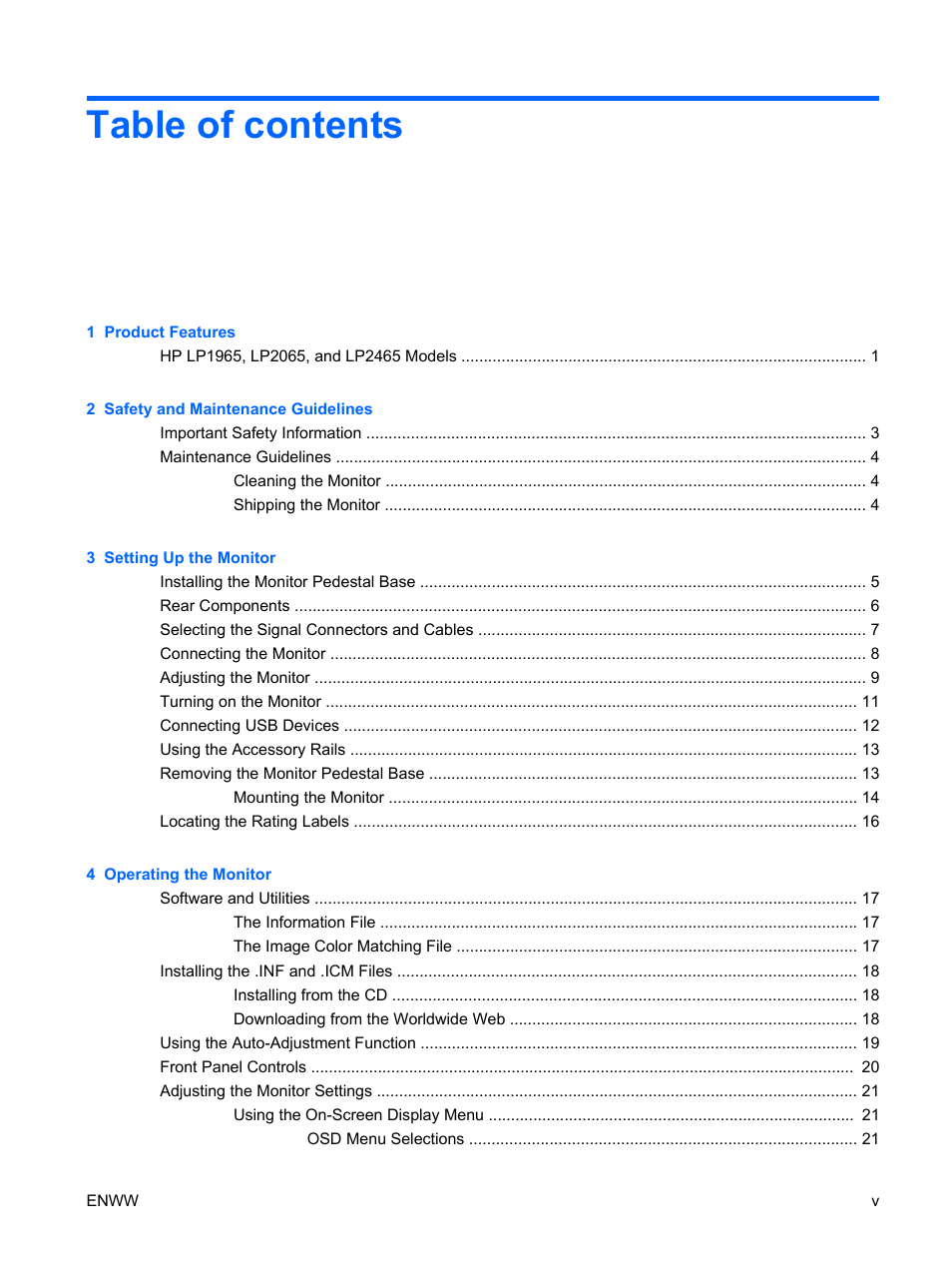 HP LP2065 20-inch LCD Monitor User Manual | Page 5 / 51