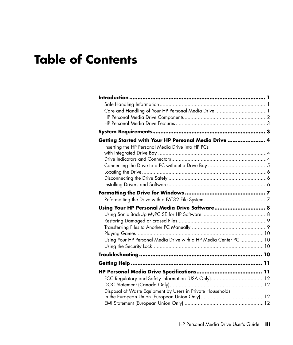 HP HD1600s Personal Media Drive User Manual | Page 3 / 16